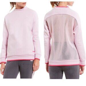 PUMA Chase Crew Sweatshirt Pullover Mesh Back Casual Athleasure Pink Small NEW